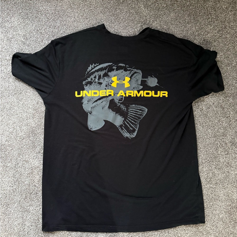 Under Armour Black Short-Sleeve Fishing Graphic Tee with Yellow Logo
